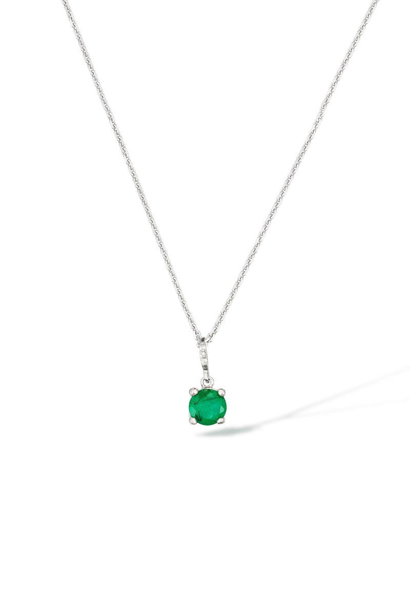 Pendentif "Mon Émeraude" Or Blanc 375/1000