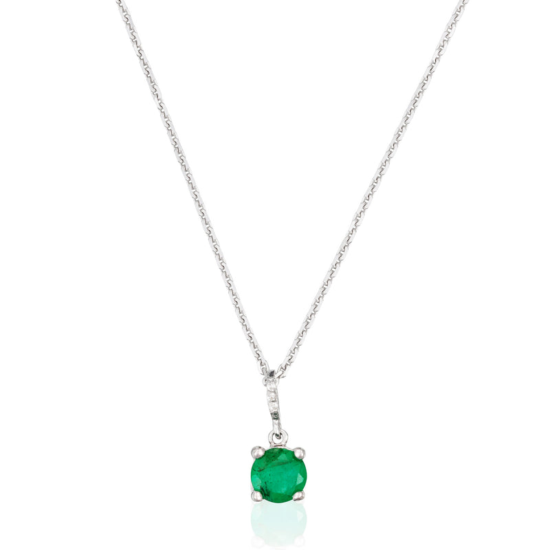 Pendentif "Mon Émeraude" Or Blanc 375/1000