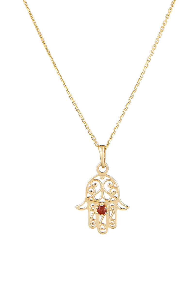 "Fatima Hand Ruby" Yellow Gold 375/1000 Pendant