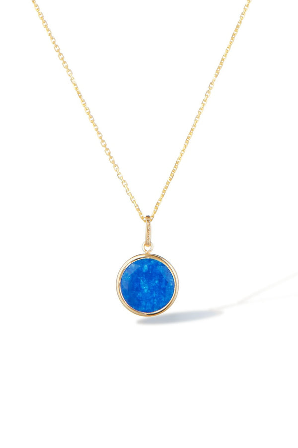 Blue Jade Pendant, 375/1000 Yellow Gold