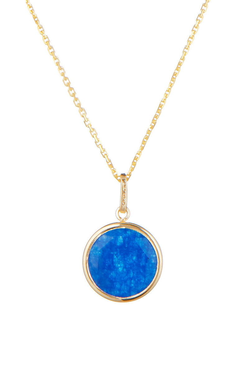 Pendentif Jade Bleu, Or Jaune 375/1000