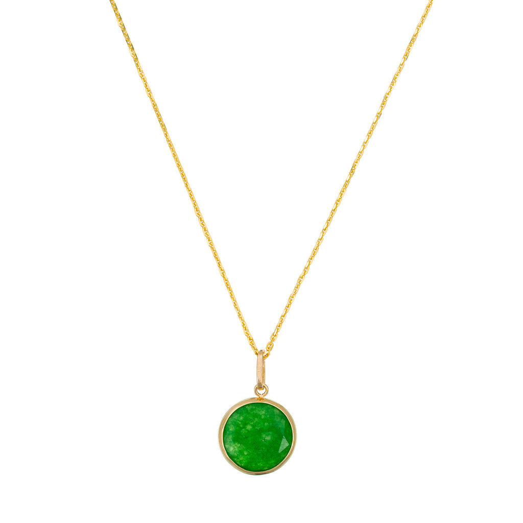 "Beyla" Pendant - Green Jade, 375/1000 Yellow Gold