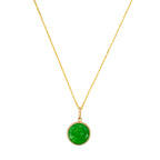 "Beyla" Pendant - Green Jade, 375/1000 Yellow Gold