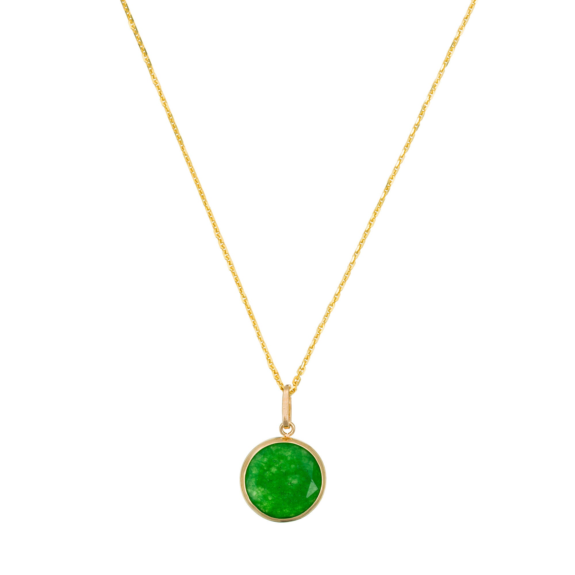"Beyla" Pendant - Green Jade, 375/1000 Yellow Gold