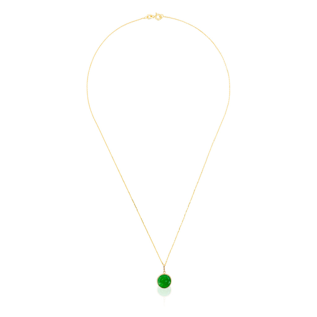 "Beyla" Pendant - Green Jade, 375/1000 Yellow Gold