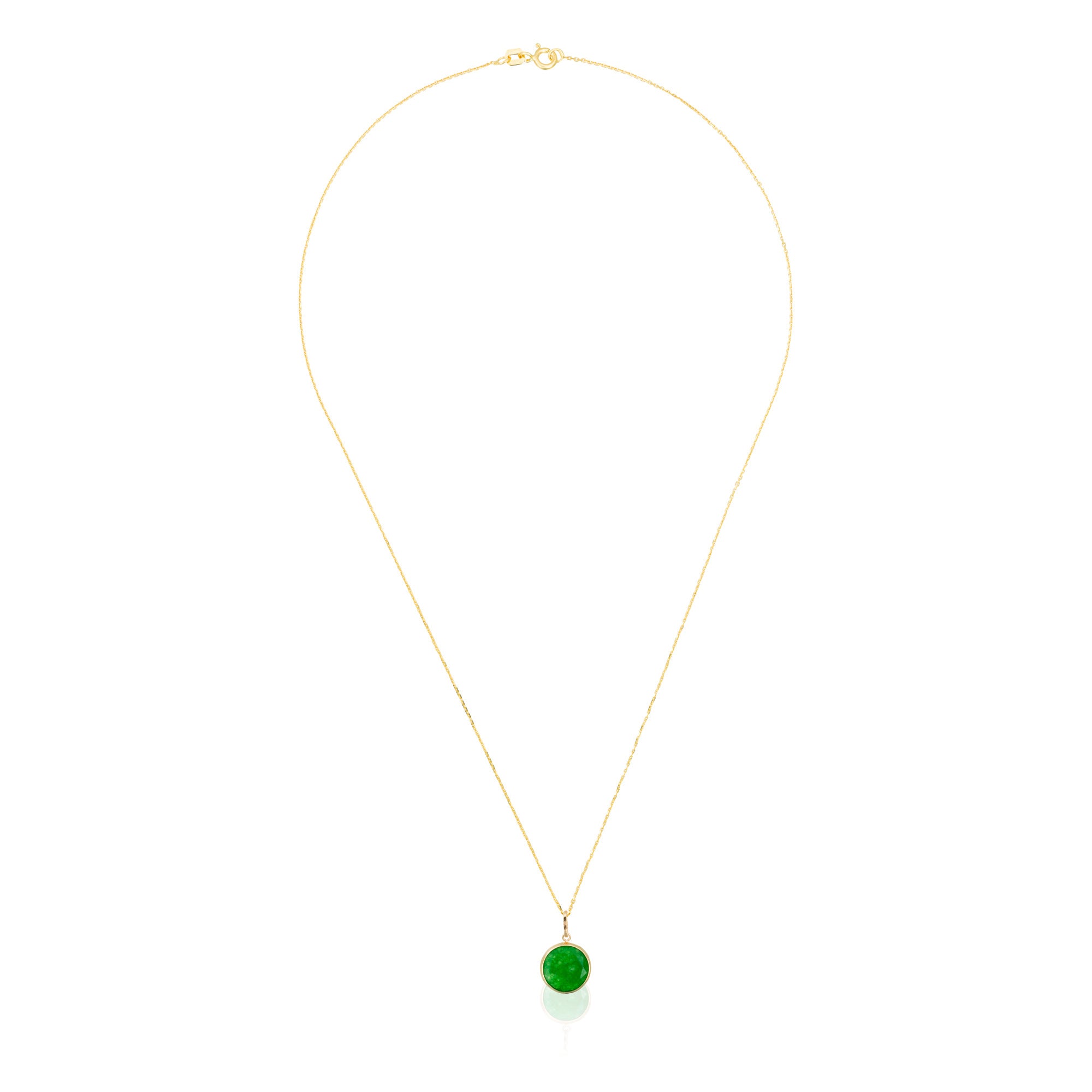 "Beyla" Pendant - Green Jade, 375/1000 Yellow Gold