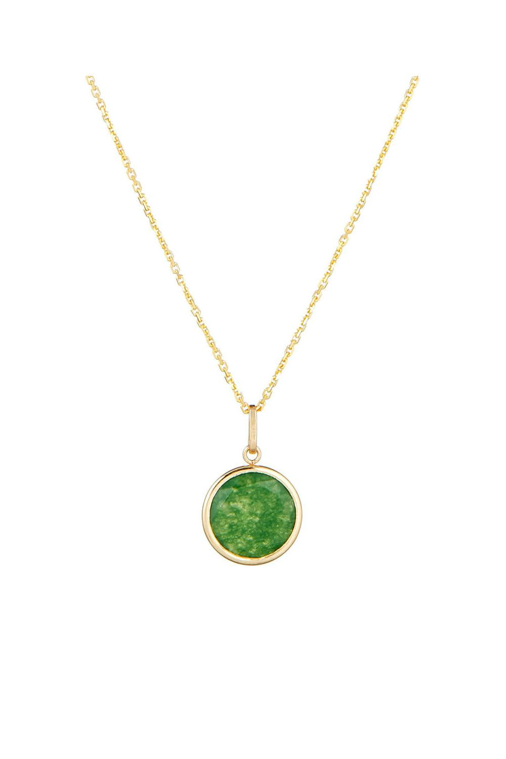 "Beyla" Pendant, Green Jade, 375/1000 Yellow Gold