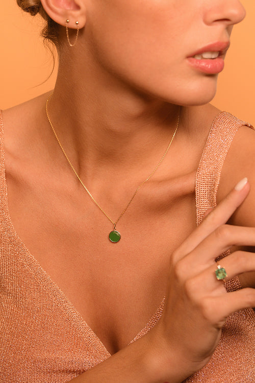 Pendentif "Beyla" - Jade Verte, Or Jaune 375/1000