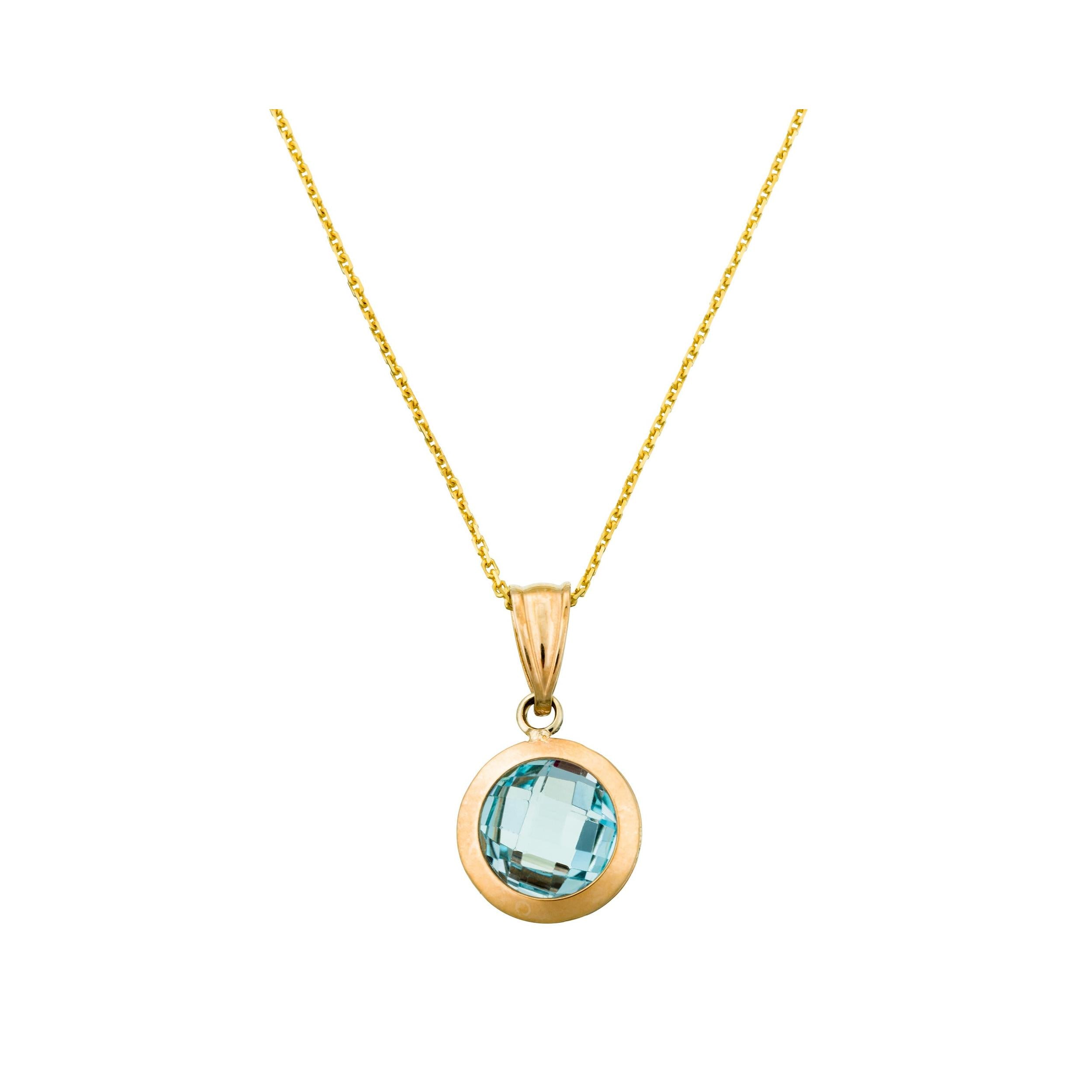 Pendentif "Extase" Or Jaune 375/1000 Pierre Skyblue