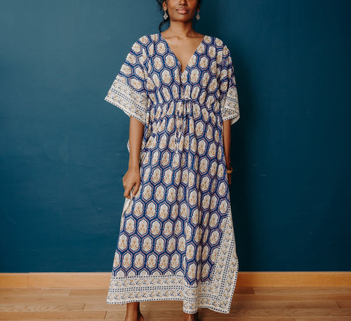 Kaftan Coton Pranjal - Bleu