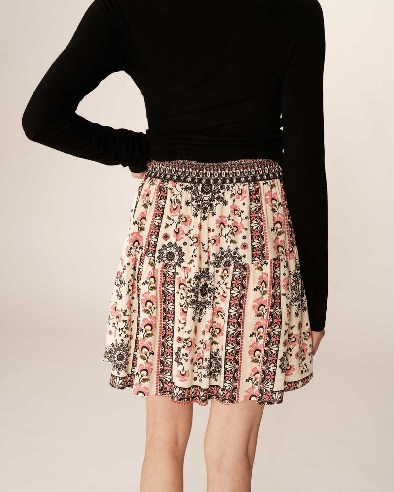Precious Beige Printed Short Skirt