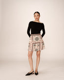 Precious Beige Printed Short Skirt