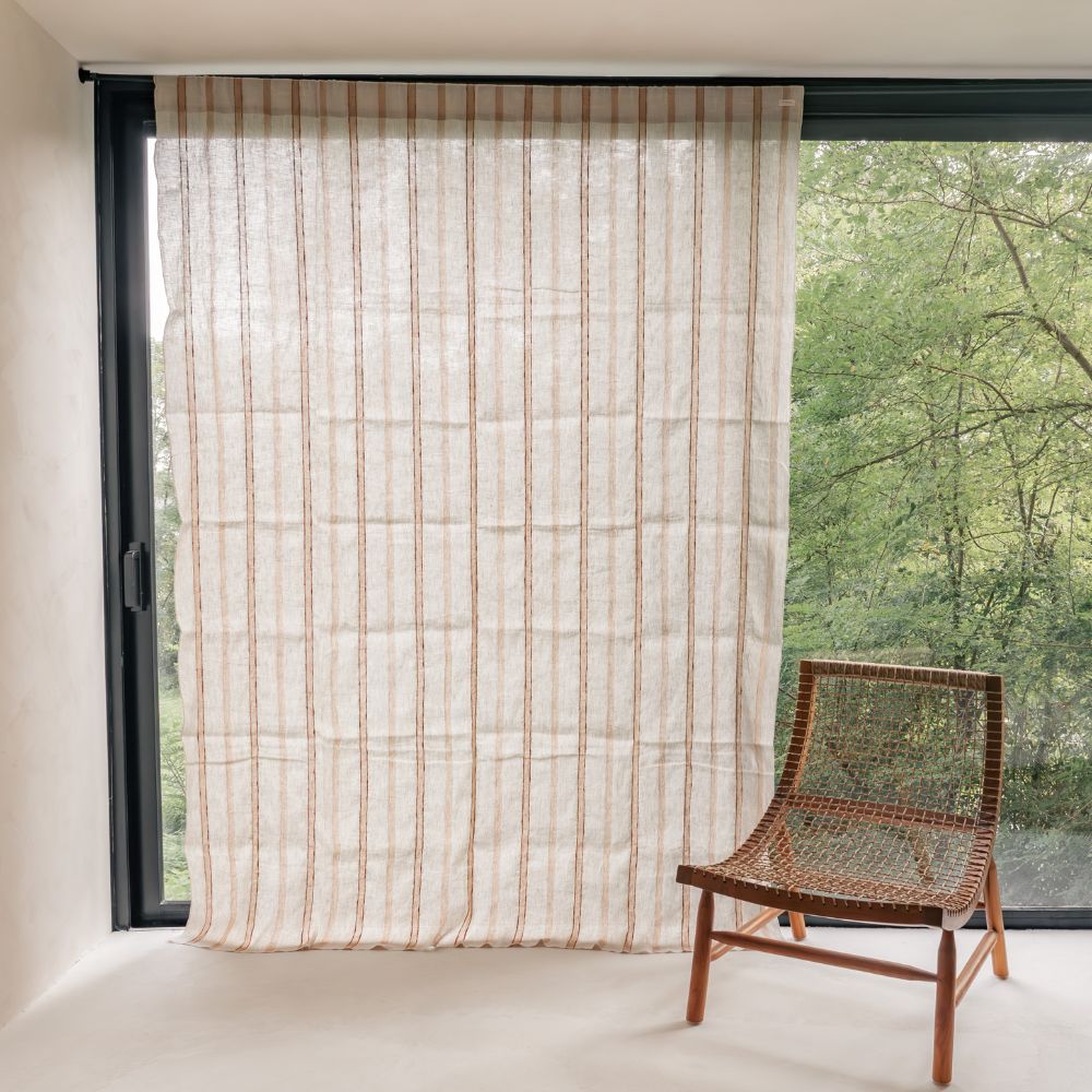 Rideau En Lin Et Coton - Orange