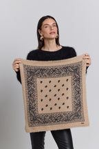 Pañuelo bandana Presley de cachemira - Beige y negro - Unisex