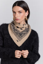 Pañuelo bandana Presley de cachemira - Beige y negro - Unisex