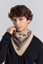 Pañuelo bandana Presley de cachemira - Beige y negro - Unisex