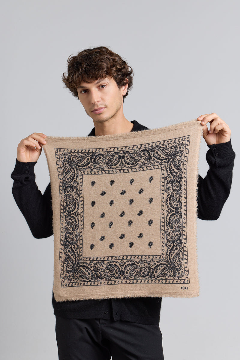 Echarpe Bandana Presley - Beige & Noir - Mixte