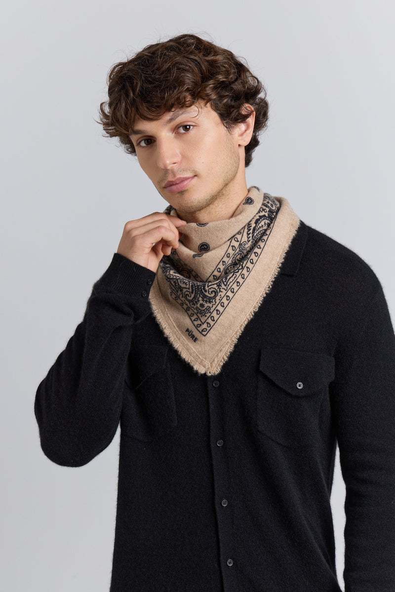 Echarpe Bandana Presley - Beige & Noir - Mixte