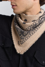 Pañuelo bandana Presley de cachemira - Beige y negro - Unisex