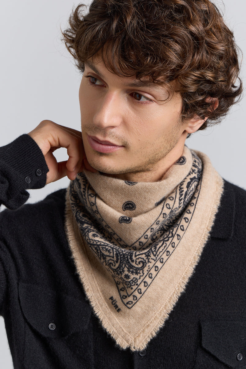 Echarpe Bandana Presley - Beige & Noir - Mixte