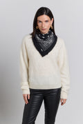 Presley Cashmere Bandana Scarf - Black & White - Unisex