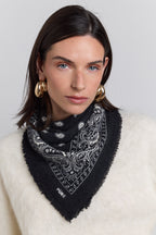 Presley Cashmere Bandana Scarf - Black & White - Unisex