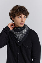 Presley Cashmere Bandana Scarf - Black & White - Unisex