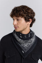 Presley Cashmere Bandana Scarf - Black & White - Unisex