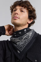 Presley Cashmere Bandana Scarf - Black & White - Unisex