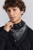 Presley Cashmere Bandana Scarf - Black & White - Unisex