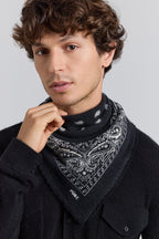 Pañuelo Bandana Presley en Cachemira - Negro & Blanco - Unisex