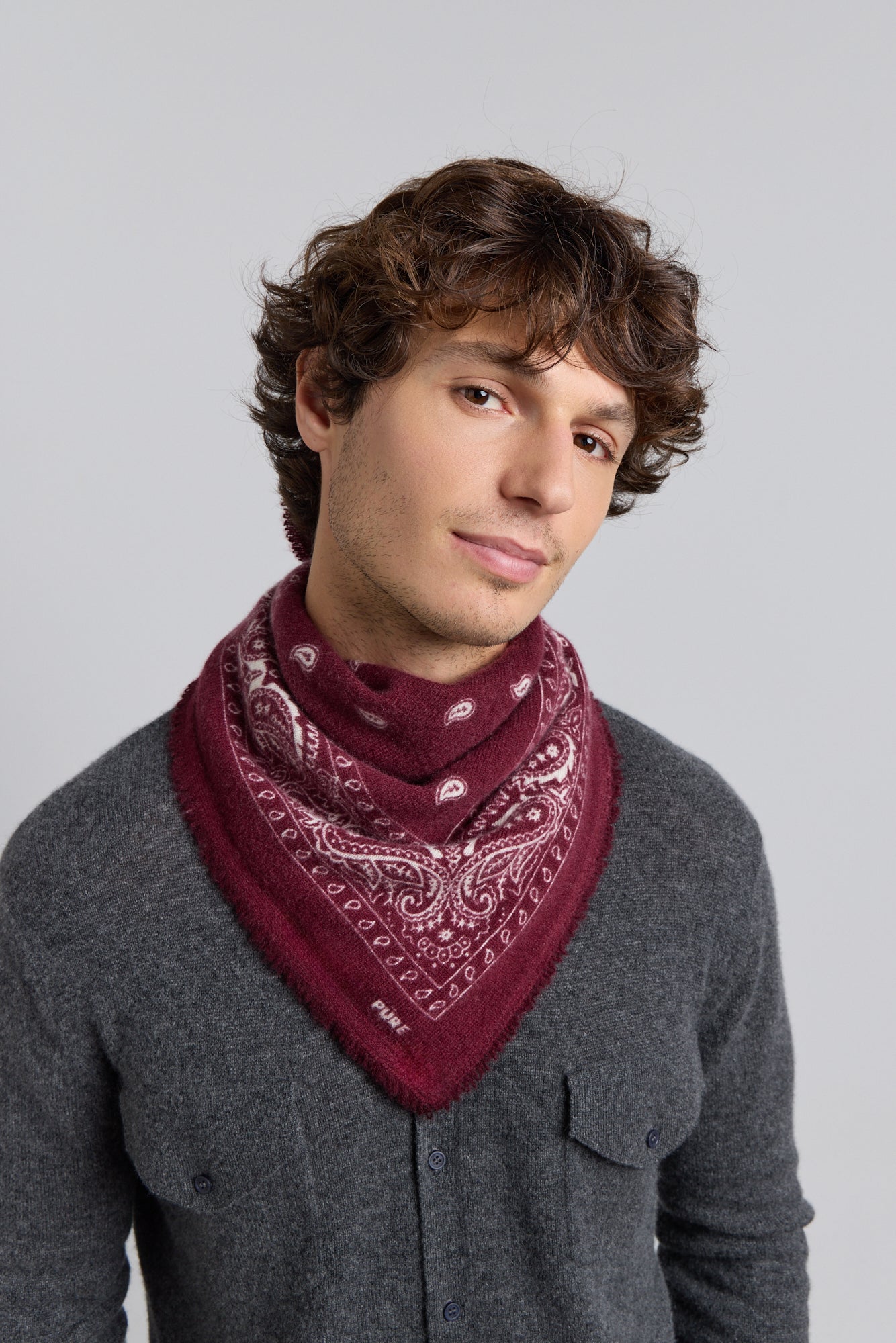 Pañuelo Bandana Presley En Cachemira - Burdeos & Blanco - Mixto