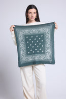 Atlas Presley Cashmere Bandana Scarf - Bottle Green & White - Mixed