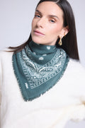 Pañuelo Bandana Atlas Presley En Cachemira - Verde Botella y Blanco - Mixto