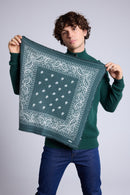 Atlas Presley Cashmere Bandana Scarf - Bottle Green & White - Mixed