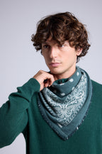 Pañuelo Bandana Atlas Presley En Cachemira - Verde Botella y Blanco - Mixto