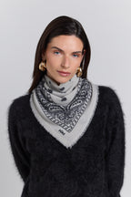 Pañuelo bandana Presley de cachemira - Gris y negro - Unisex