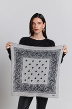 Pañuelo bandana Presley de cachemira - Gris y negro - Unisex