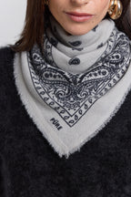 Pañuelo bandana Presley de cachemira - Gris y negro - Unisex