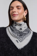 Pañuelo bandana Presley de cachemira - Gris y negro - Unisex