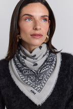 Pañuelo bandana Presley de cachemira - Gris y negro - Unisex