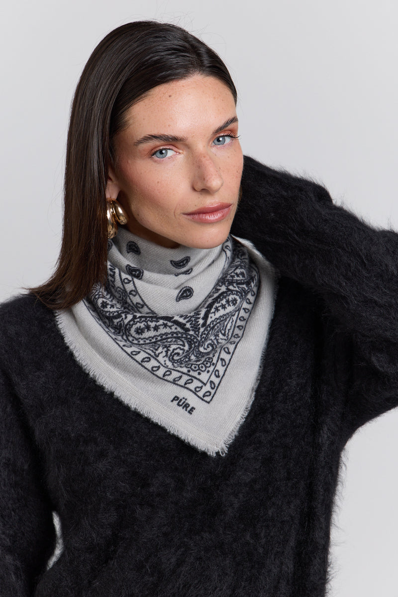 Echarpe Bandana Presley - Gris & Noir - Mixte
