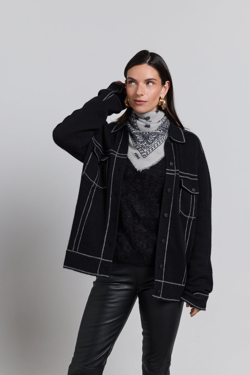 Echarpe Bandana Presley - Gris & Noir - Mixte