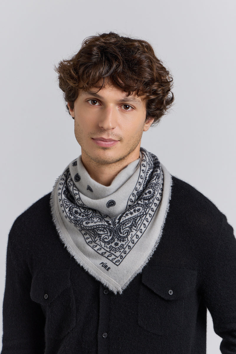 Echarpe Bandana Presley - Gris & Noir - Mixte