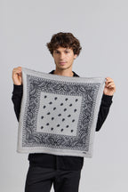Pañuelo bandana Presley de cachemira - Gris y negro - Unisex