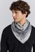 Pañuelo bandana Presley de cachemira - Gris y negro - Unisex