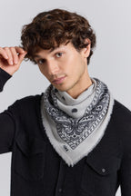 Pañuelo bandana Presley de cachemira - Gris y negro - Unisex