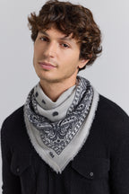Pañuelo bandana Presley de cachemira - Gris y negro - Unisex