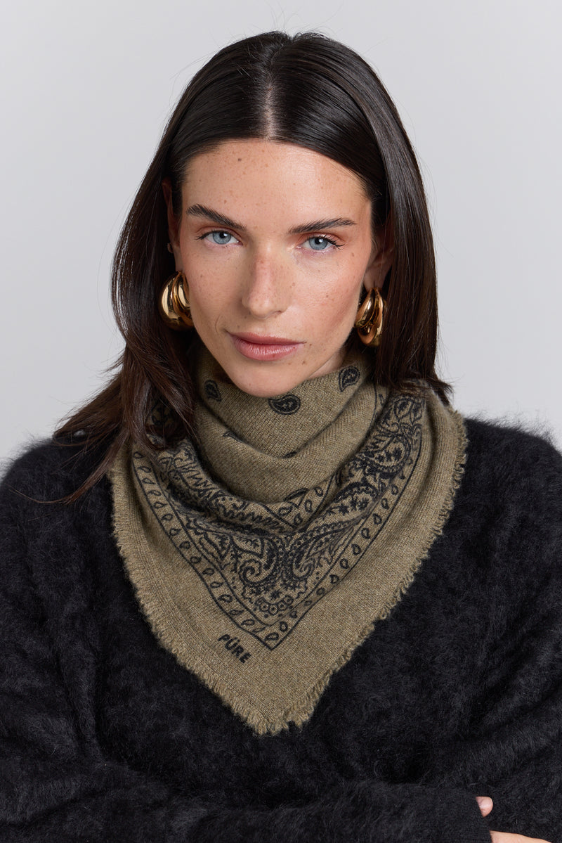 Echarpe Bandana Presley - Ledburry Khaki & Noir - Mixte