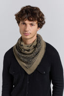 Presley Cashmere Bandana Scarf - Ledburry Khaki & Black - Mixed
